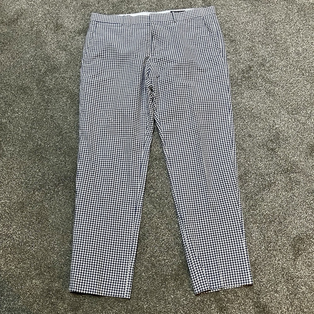 Jack Threads Pants 36 Blue White Gingham Flat Front Straight Leg Cotton Men's